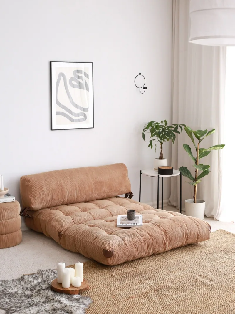 Canapea Extensibila 2 Locuri Salvador Fold Maro 120x79x75cm - imagine 2