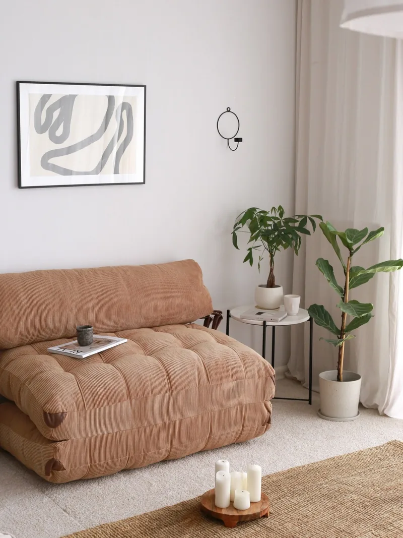 Canapea Extensibila 2 Locuri Salvador Fold Maro 120x79x75cm - imagine 3