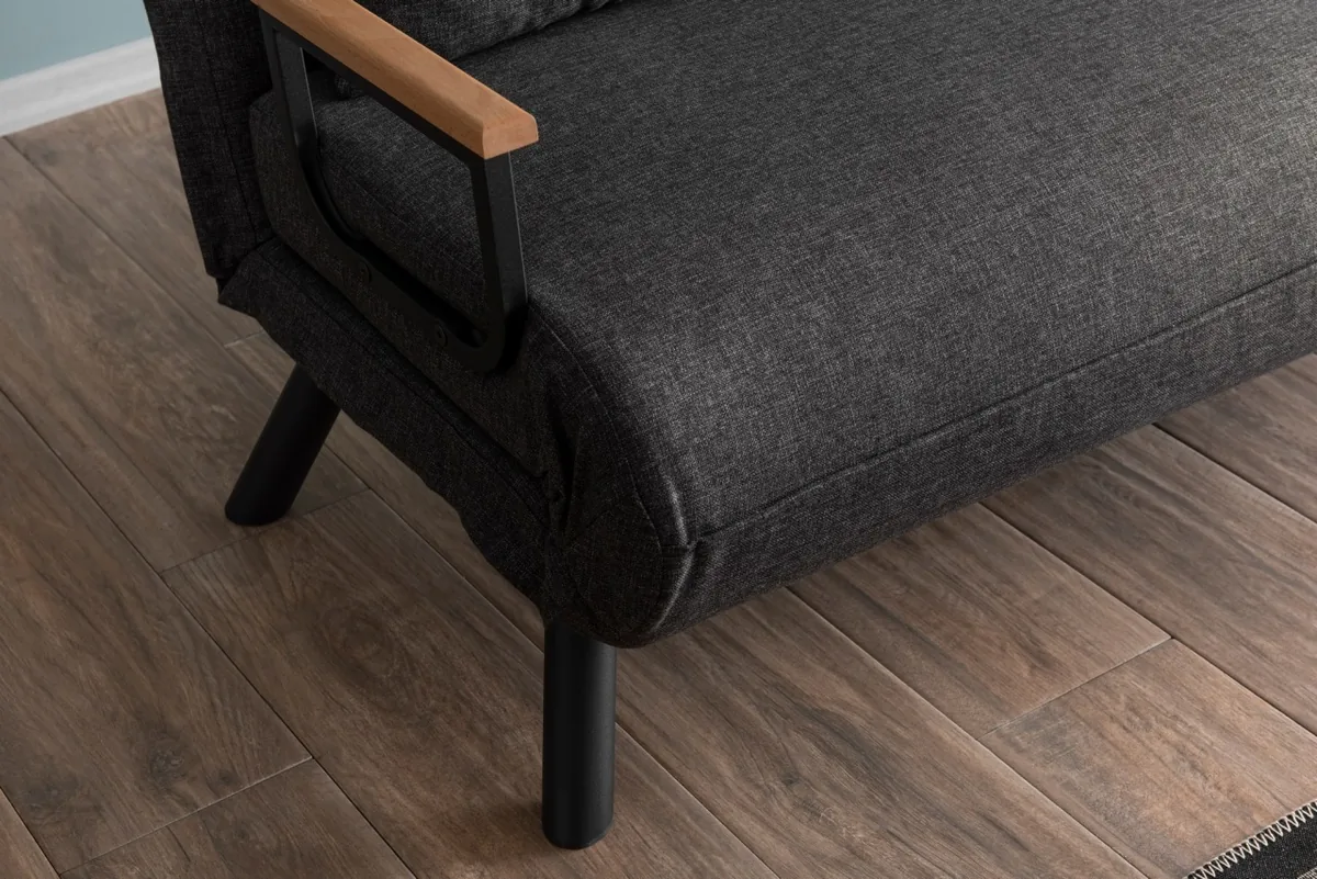 Canapea Extensibila 2 Locuri Salvador Sando Gri Inchis 175x133x41cm - imagine 3