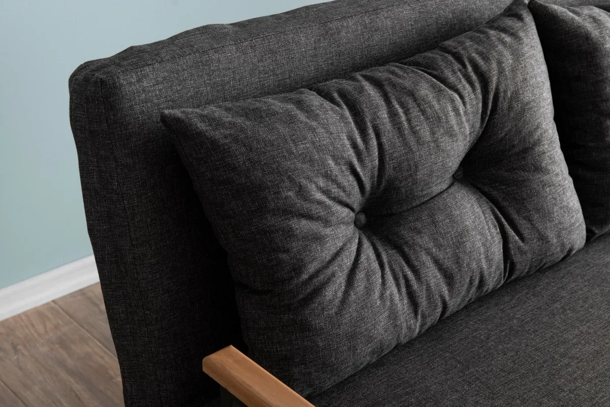 Canapea Extensibila 2 Locuri Salvador Sando Gri Inchis 175x133x41cm - imagine 4
