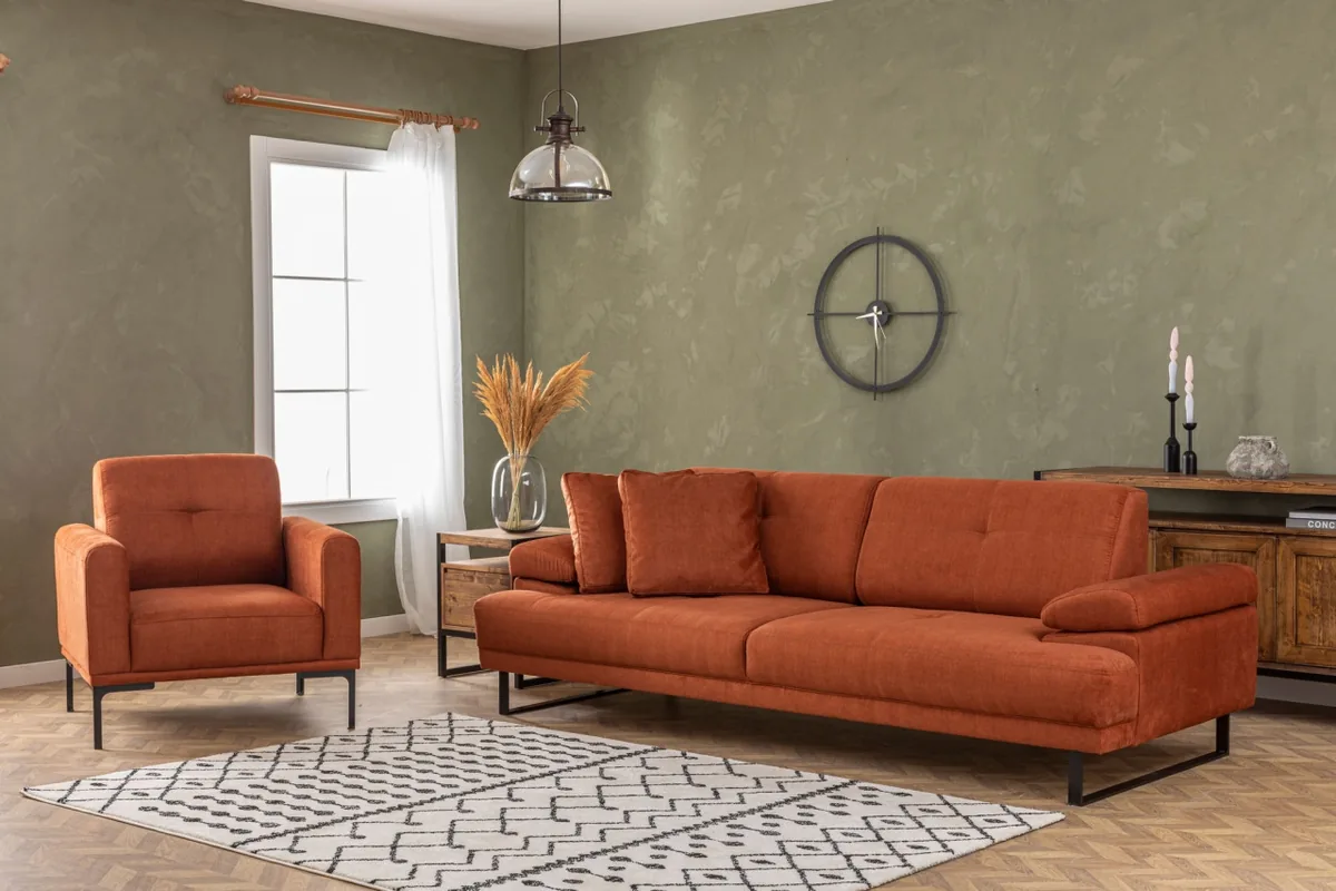 Canapea Extensibila 3 Locuri Asir Group Mustang Portocaliu - imagine 5