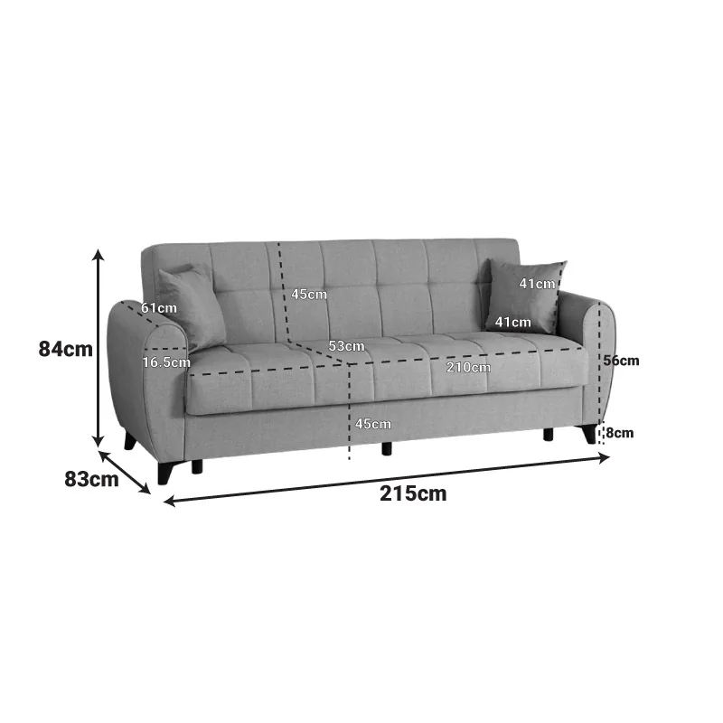 Canapea Extensibila 3 Locuri Pako Modesto Negru - imagine 7