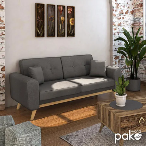 Canapea Extensibila 3 Locuri Pako World Carmelo Gri 214x80x86cm - imagine 2