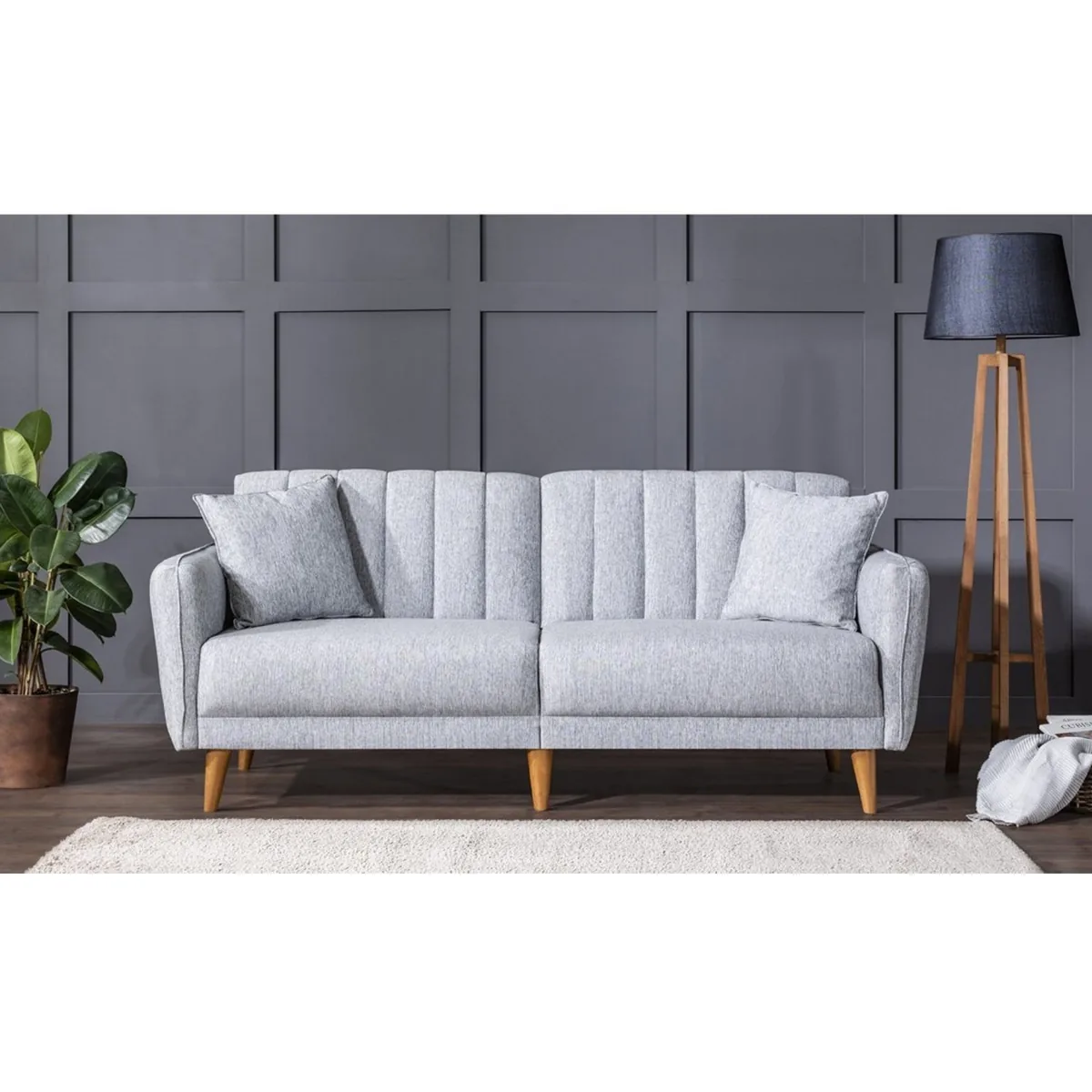 Canapea Extensibila 3 Locuri Salvador Aqua Gri 210x85x82cm - imagine 2