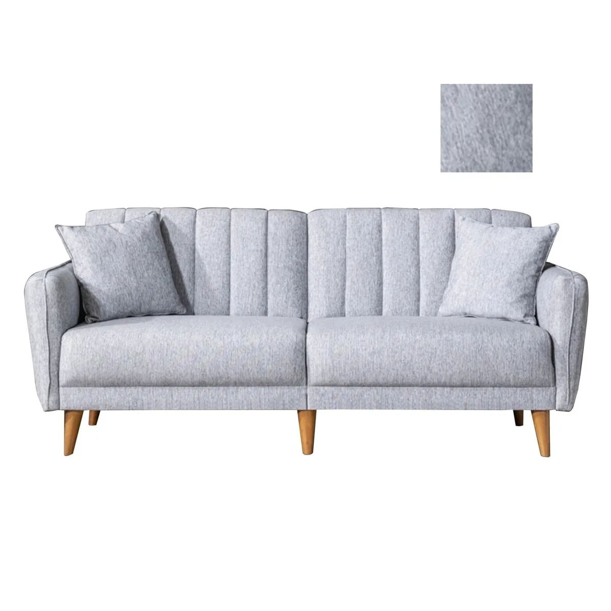 Canapea Extensibila 3 Locuri Salvador Aqua Gri 210x85x82cm - imagine 6