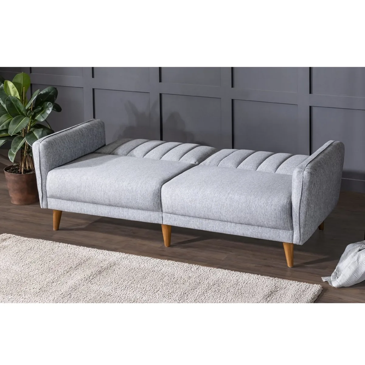 Canapea Extensibila 3 Locuri Salvador Aqua Gri 210x85x82cm - imagine 7