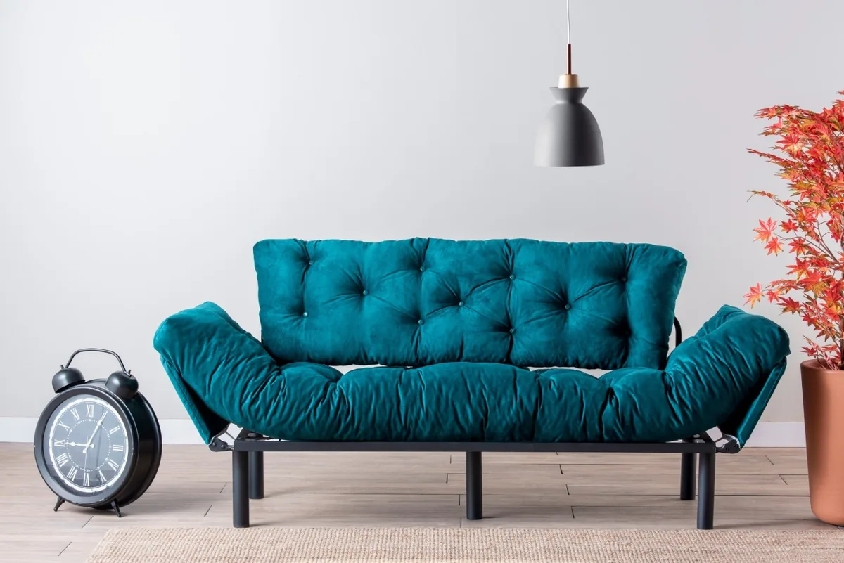 Canapea Extensibila 3 Locuri Salvador Nitta Verde Inchis 225x70cm - imagine 2