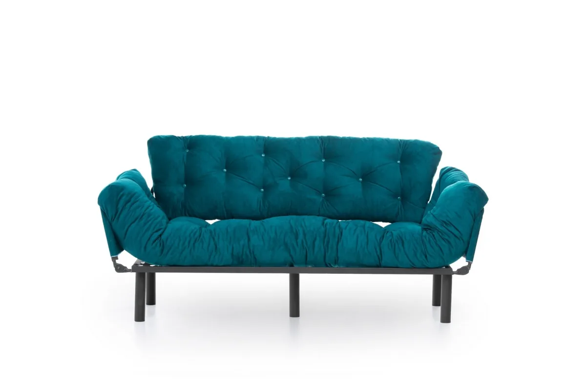 Canapea Extensibila 3 Locuri Salvador Nitta Verde Inchis 225x70cm - imagine 3