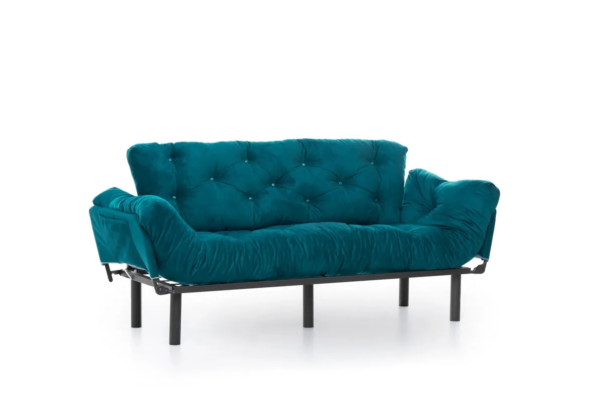 Canapea Extensibila 3 Locuri Salvador Nitta Verde Inchis 225x70cm - imagine 4