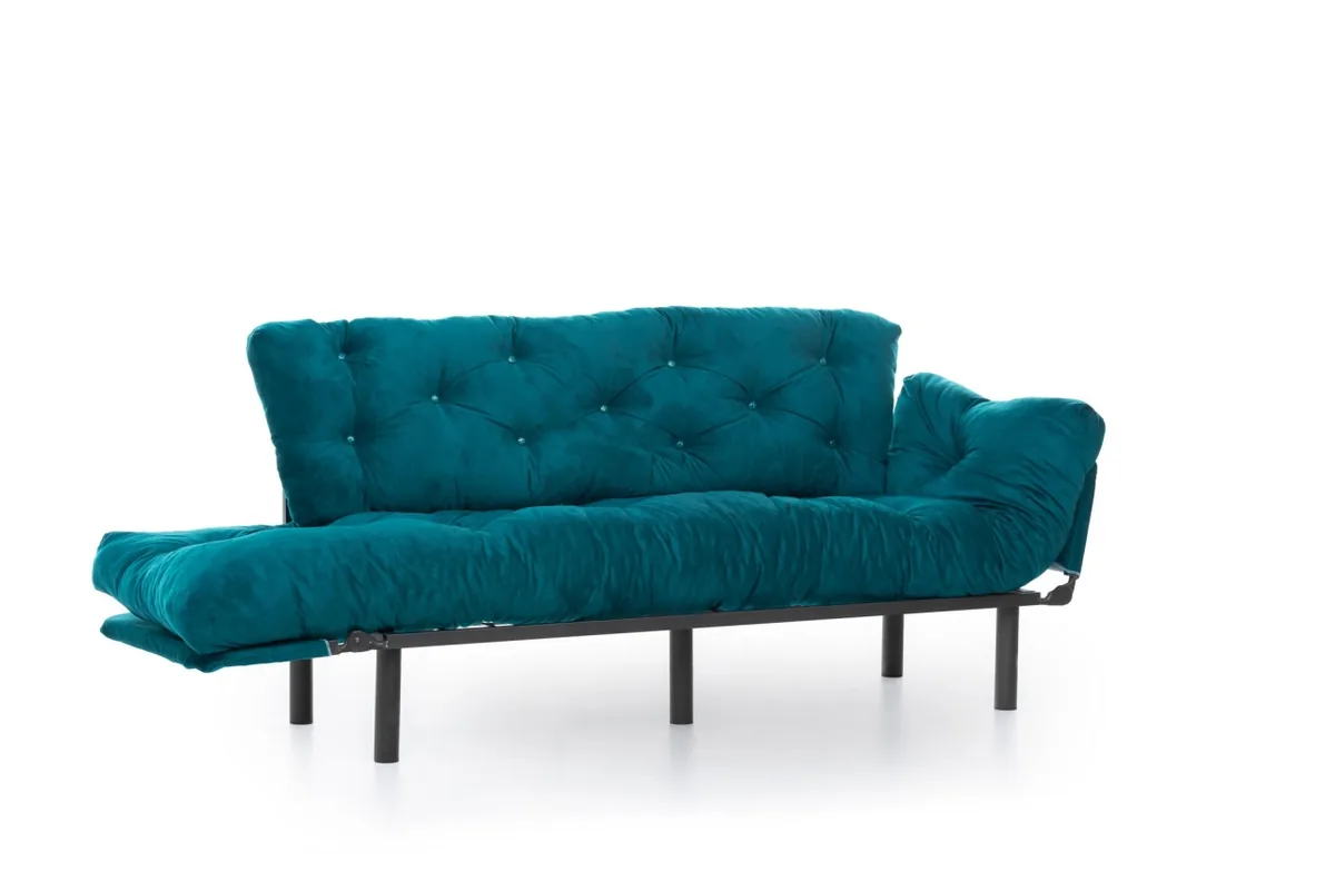 Canapea Extensibila 3 Locuri Salvador Nitta Verde Inchis 225x70cm - imagine 6