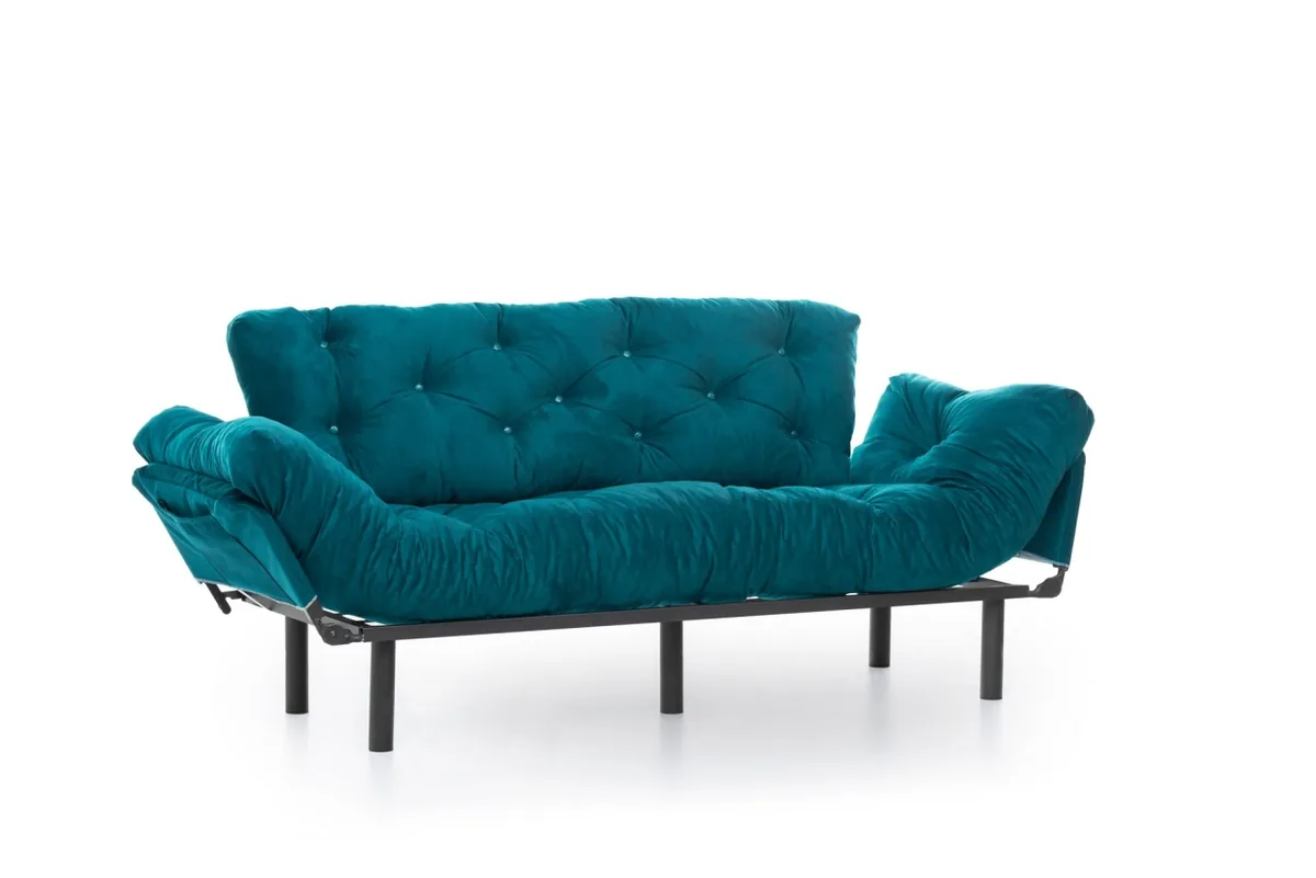 Canapea Extensibila 3 Locuri Salvador Nitta Verde Inchis 225x70cm - imagine 10