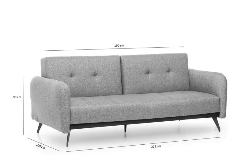 Canapea Extensibila 3 Locuri Salvador Ron Sofabed Gri - imagine 4