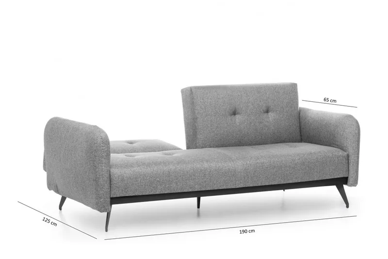 Canapea Extensibila 3 Locuri Salvador Ron Sofabed Gri - imagine 5