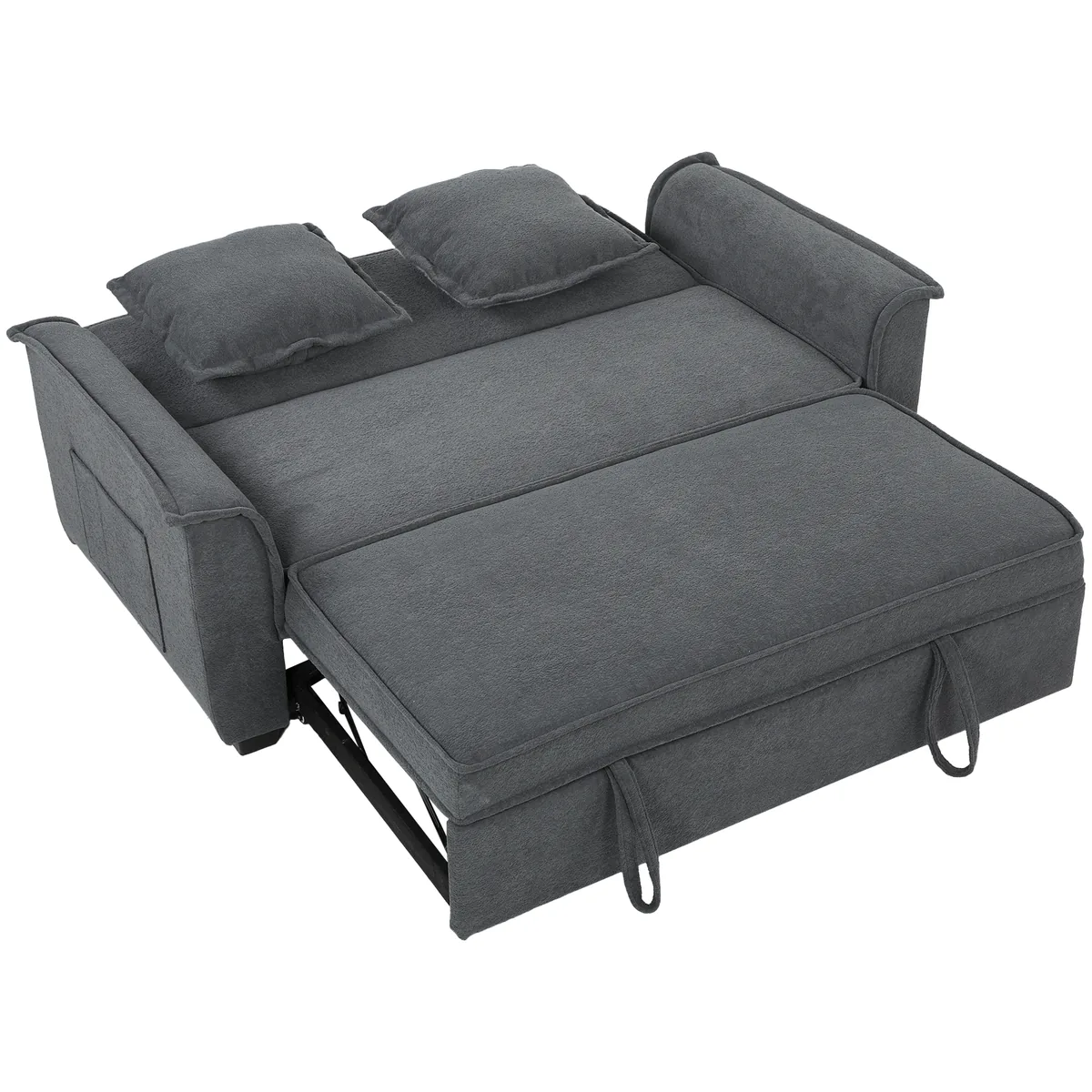 Canapea Extensibila Homcom 2 Locuri 3 in 1 Spatar Reglabil Gri Inchis
