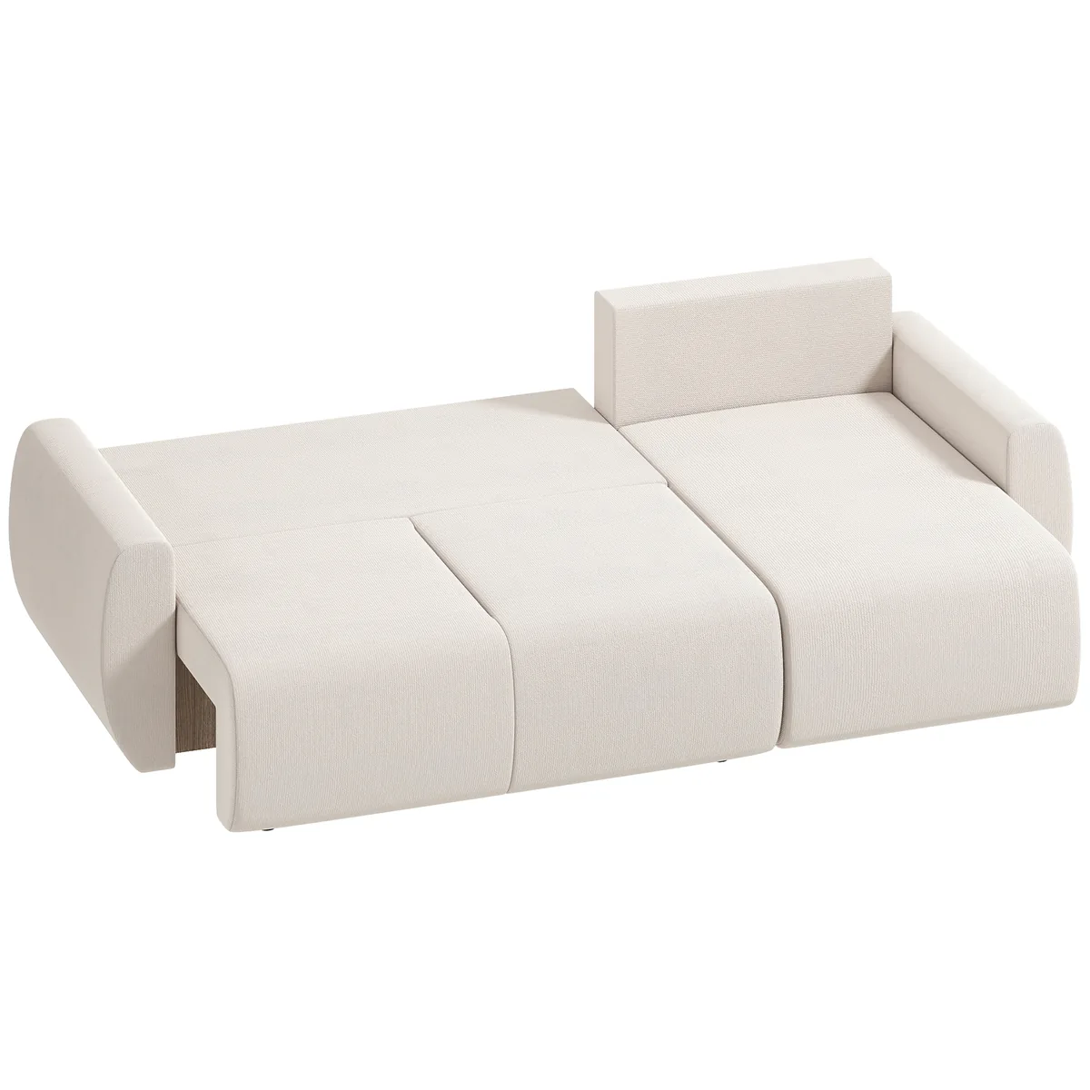 Canapea Extensibila Homcom L Forma de L Velur Alb Crem