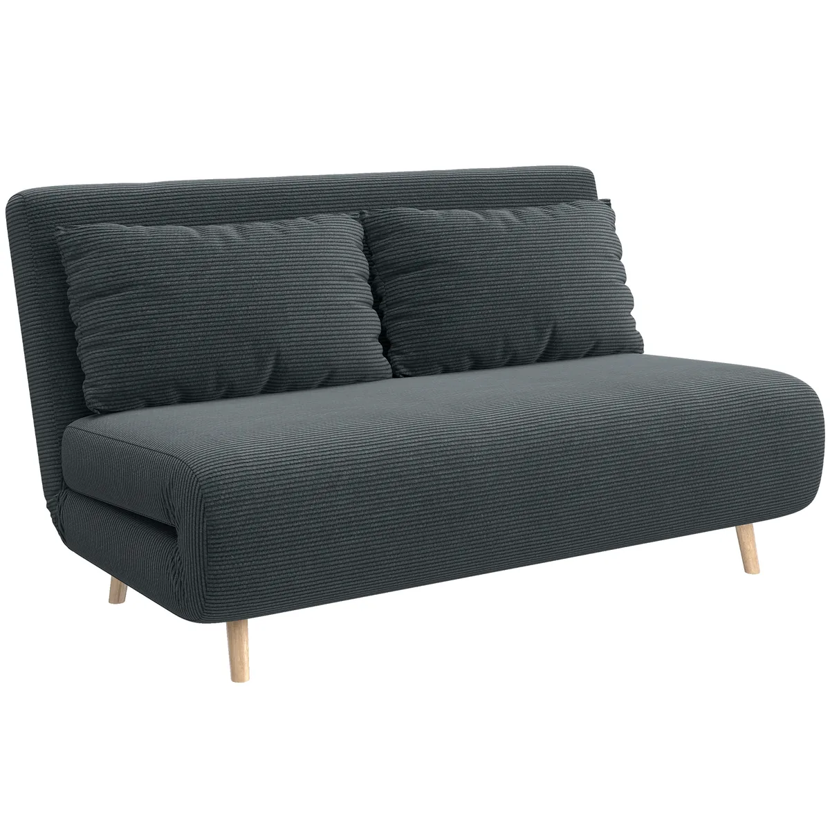 Canapea Extensibila Homcom Pat pentru Oaspeti Spatar Reglabil 3 Pozitii Corduroy Gri Inchis 141x90x81cm