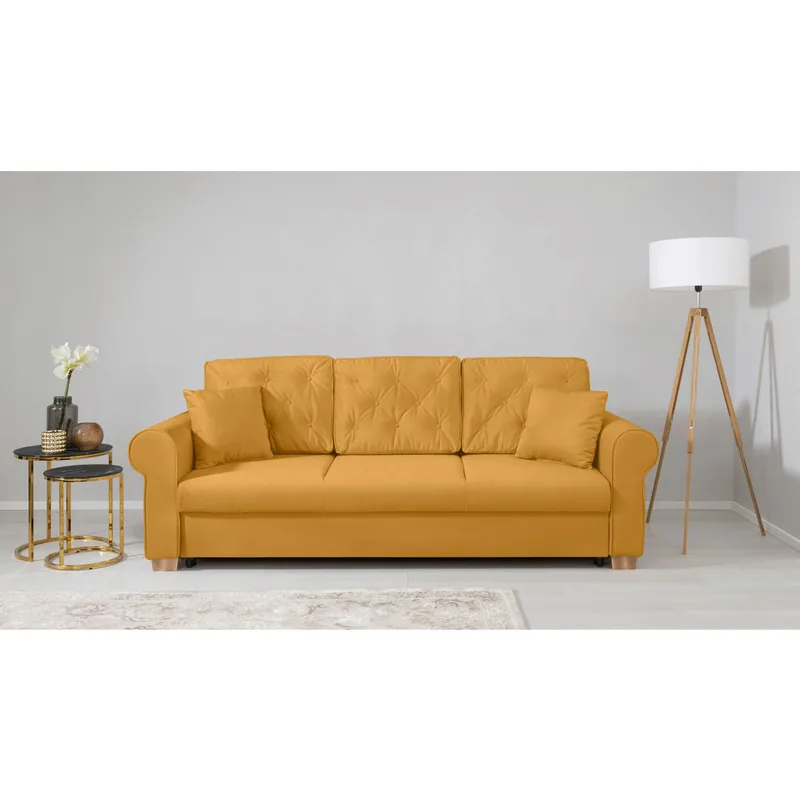 Canapea Extensibila Mid.You 3 Locuri Textil Galben