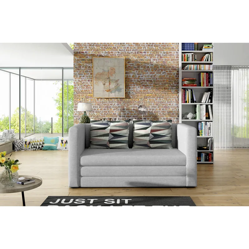 Canapea Extensibila Mid.You Textil Gri Deschis 2 Locuri