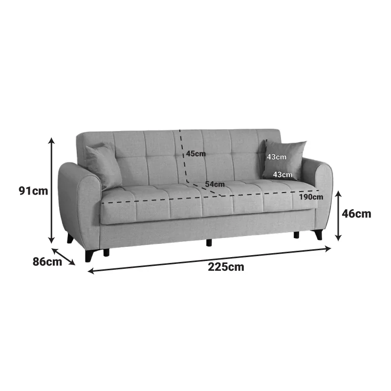 Canapea Extensibila Pako World Lincoln 3 Locuri Bej 226x84x93cm - imagine 7