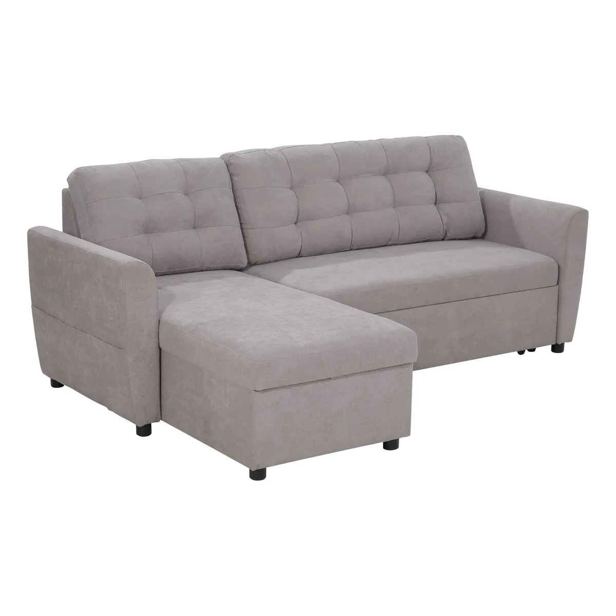 Canapea Extensibila pe Colt HOMCOM 3 Locuri Compartiment Depozitare Gri 217x134x85cm