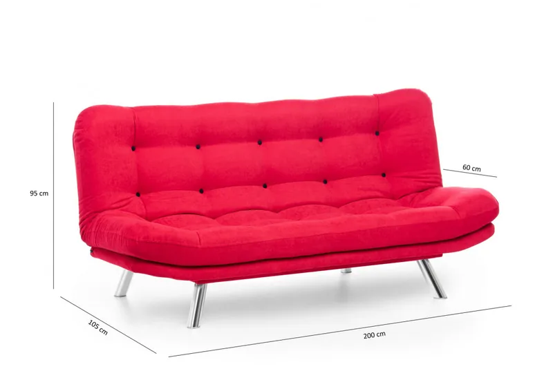 Canapea Extensibila Salvador Misa Sofabed 3 Locuri Rosu - imagine 10