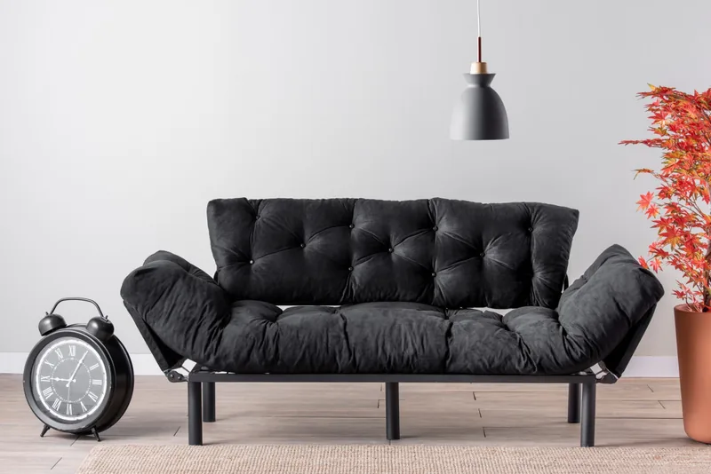 Canapea Extensibila Salvador Nitta 3 Locuri Negru - imagine 2