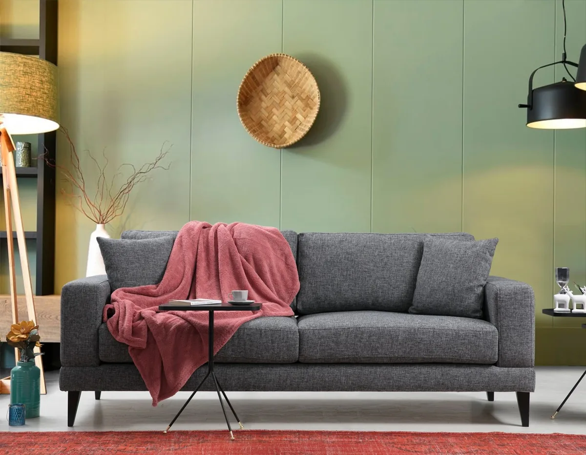 Canapea Extensibila Salvador Nordic 3 Locuri Gri Inchis 210x90x85cm