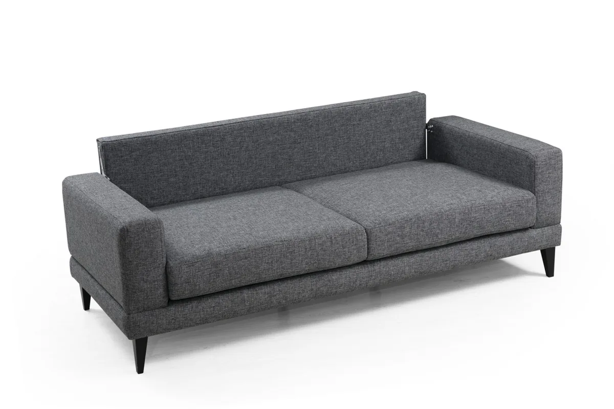 Canapea Extensibila Salvador Nordic 3 Locuri Gri Inchis 210x90x85cm - imagine 8