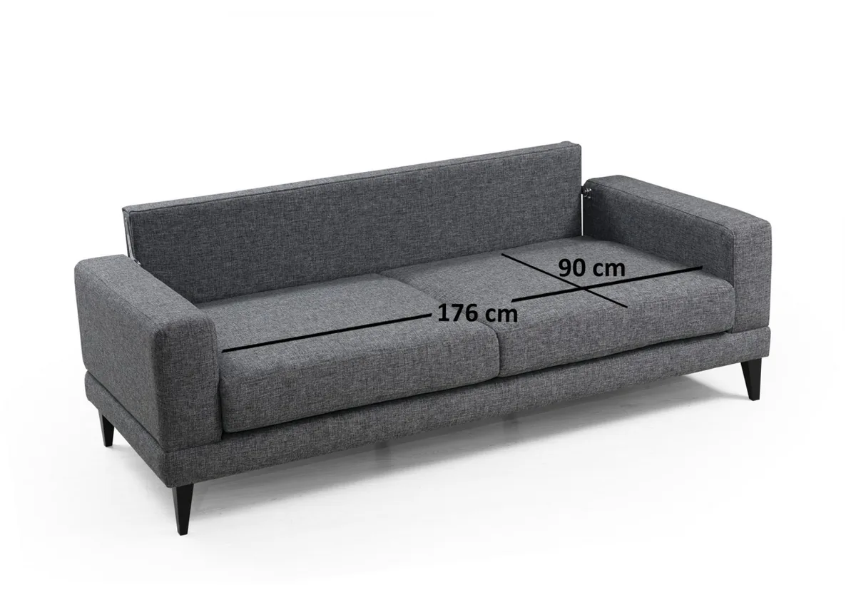 Canapea Extensibila Salvador Nordic 3 Locuri Gri Inchis 210x90x85cm - imagine 10