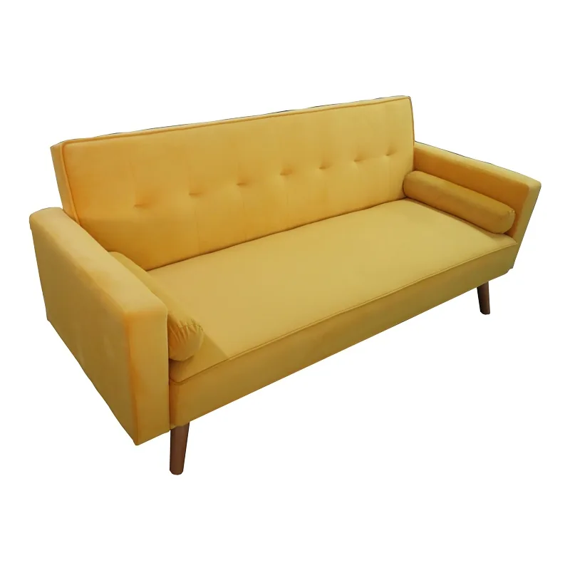 Canapea Extensibila Success Catifea Galbena 190x80x84 cm