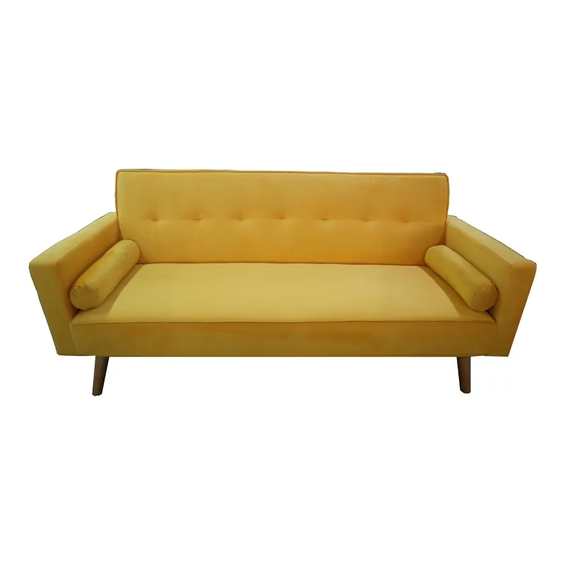 Canapea Extensibila Success Catifea Galbena 190x80x84 cm - imagine 3