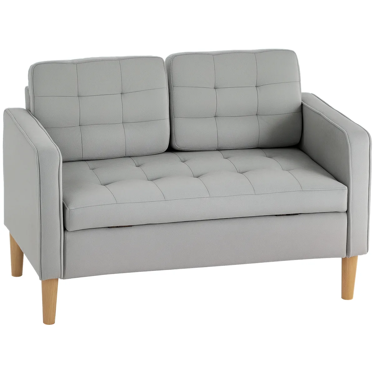 Canapea Homcom 2 Locuri cu Spatiu de Depozitare Gri Deschis 117x62x78cm
