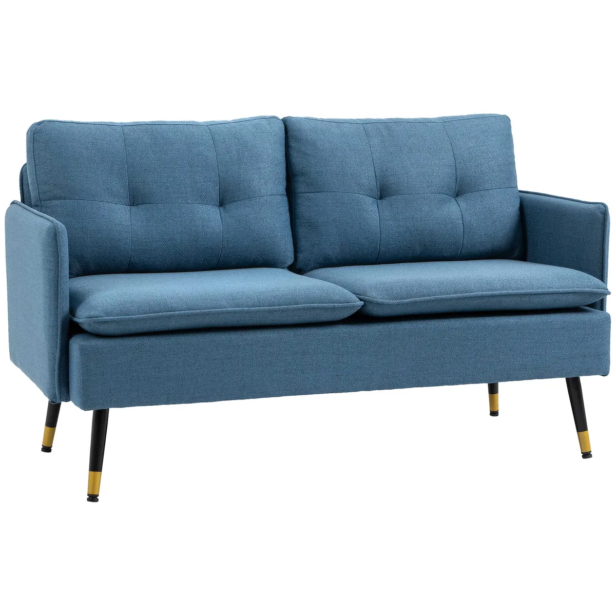 Canapea HOMCOM 2 Locuri Tesatura cu Buton Albastru Inchis