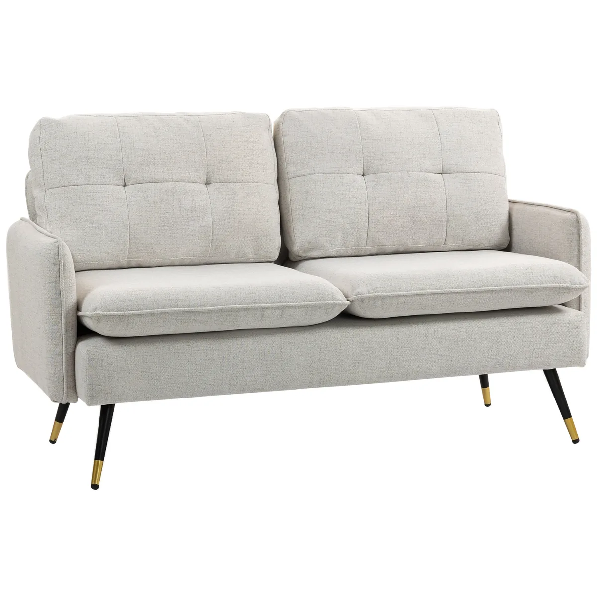 Canapea Homcom 2 Posti Efect Lino Crema 139x68x80cm