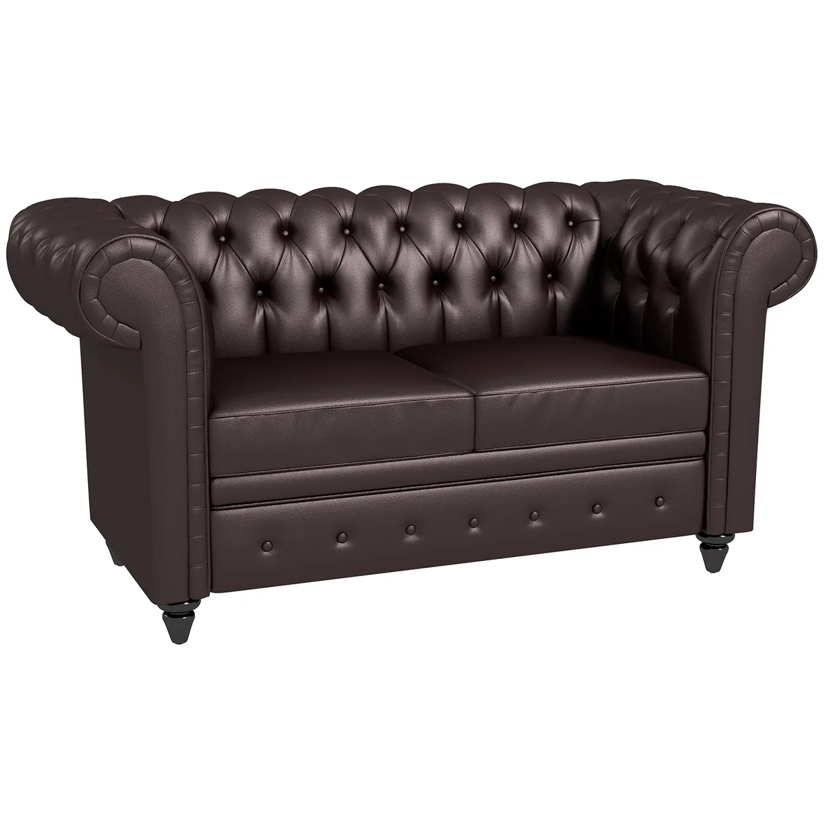 Canapea Homcom Chesterfield 2 Locuri Piele Ecologica Maro 160x84x80cm