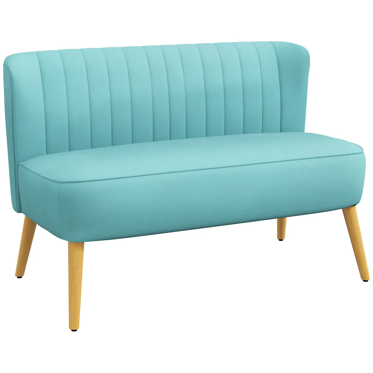 Canapea Homcom Retro 2 Locuri Picioare Lemn 117cm x 56,5cm x 77cm Verde