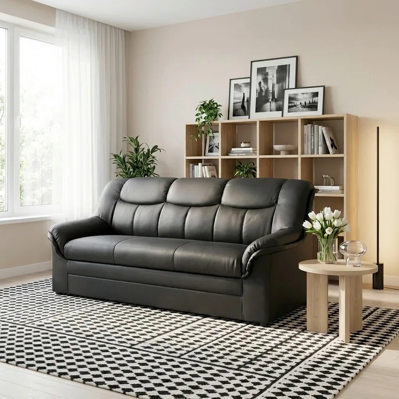 Canapea MID.YOU 3 Locuri Textil Negru