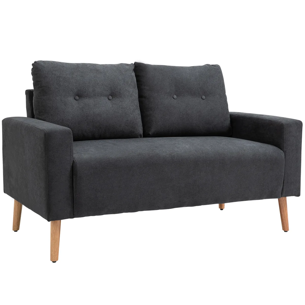 Canapea Moderna Homcom 2 Locuri Spatar Matlasat Gri 145x76x88cm