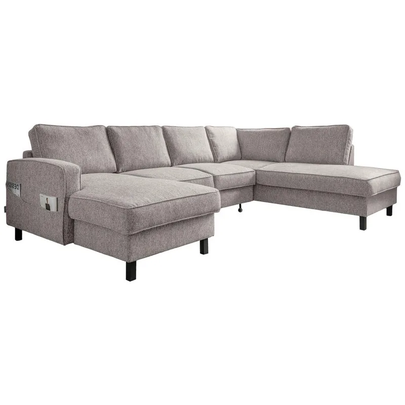 Canapea Modulala MID.YOU Coltar Extensibil Textil Gri-Alb 8 Locuri