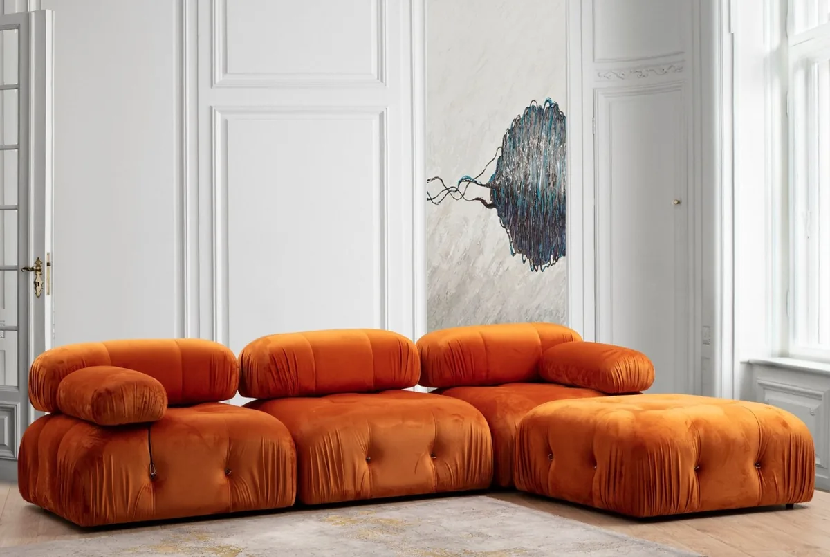 Canapea Modulara Bubble Salvator Portocaliu 95x95x75cm - imagine 3