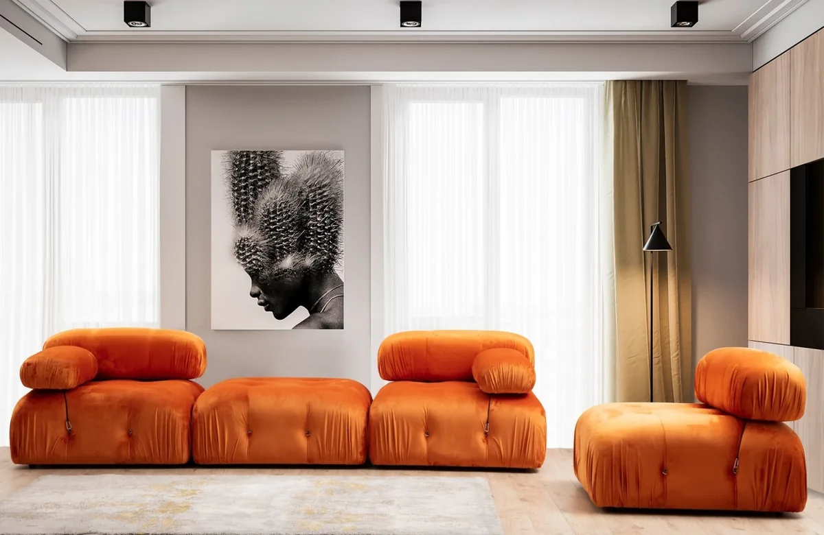 Canapea Modulara Bubble Salvator Portocaliu 95x95x75cm - imagine 4
