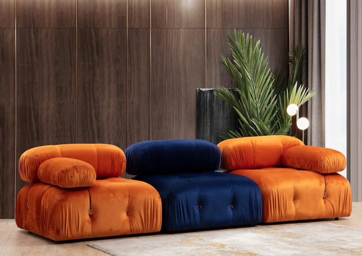 Canapea Modulara Bubble Salvator Portocaliu 95x95x75cm - imagine 6