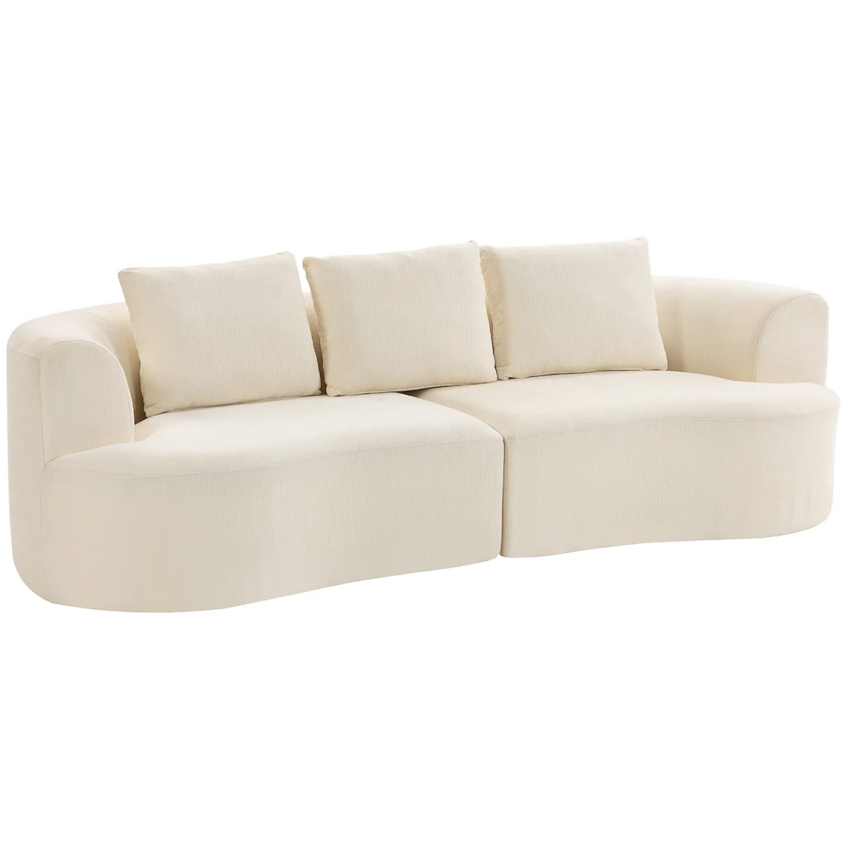Canapea Modulara Homcom 3 Locuri 260cm Catifea Crem