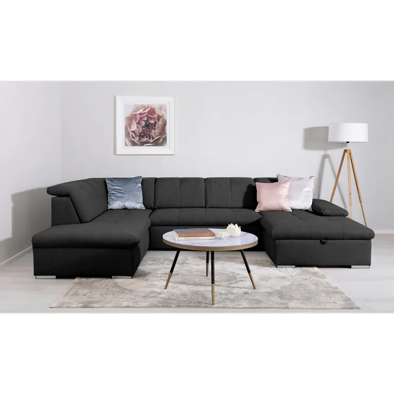 Canapea Modulara Mid.You U 6 Locuri Negru