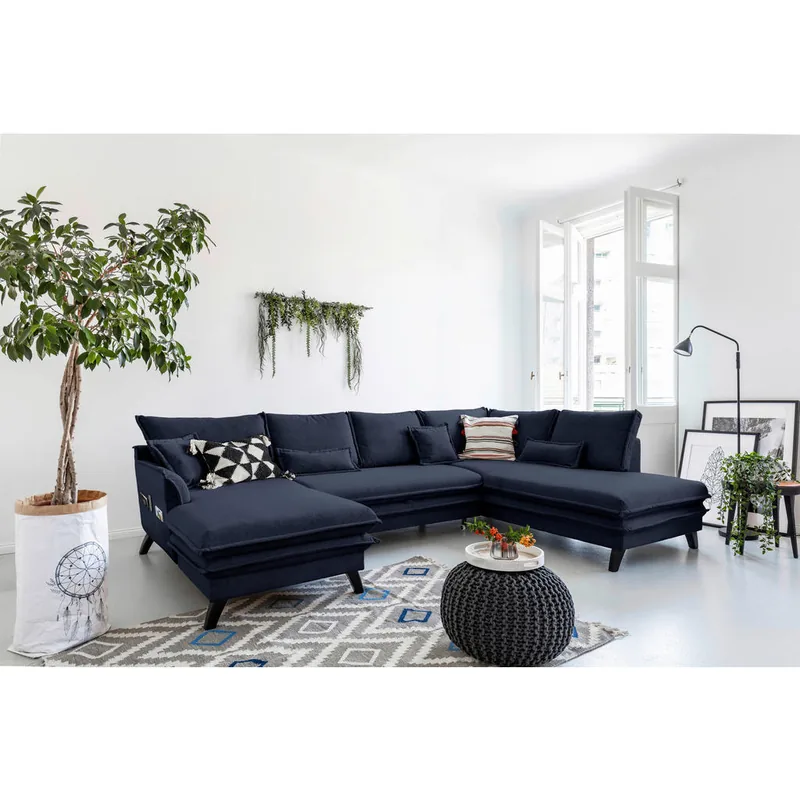 Canapea Modulara P&B U 8 Locuri Albastru Inchis
