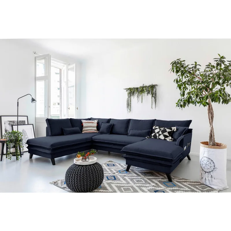 Canapea Modulare P & B Textil Albastru Inchis