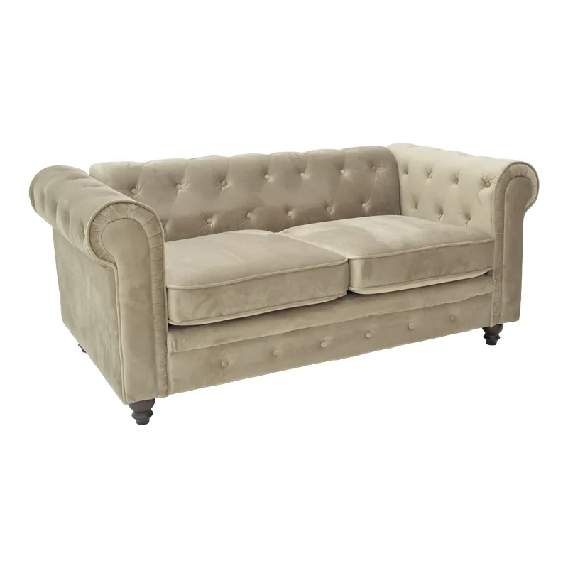 Canapea Pako World Chesterfield 2 Locuri Bej 160x84x67cm - imagine 2