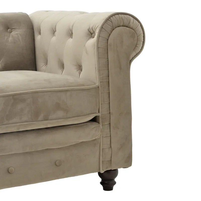 Canapea Pako World Chesterfield 2 Locuri Bej 160x84x67cm - imagine 5