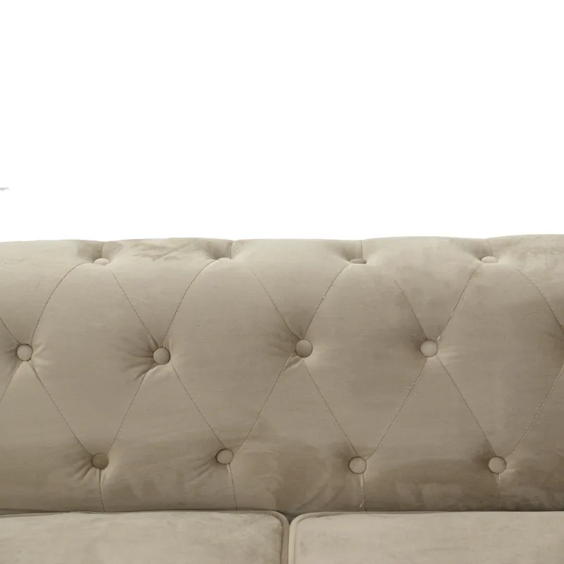 Canapea Pako World Chesterfield 2 Locuri Bej 160x84x67cm - imagine 6