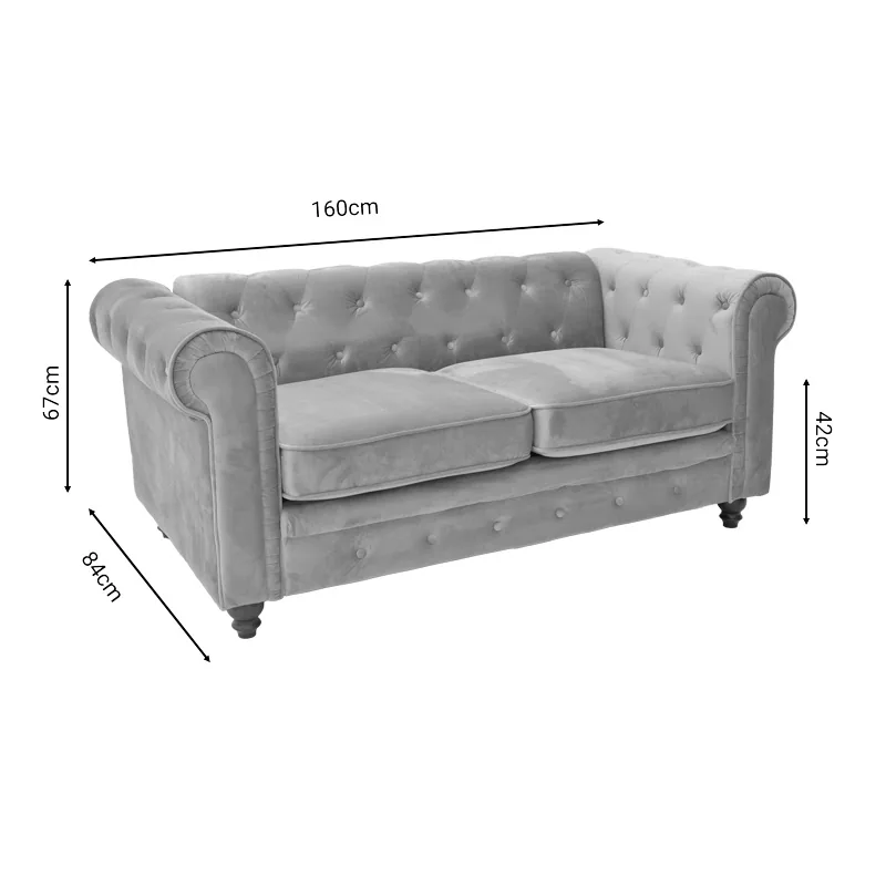 Canapea Pako World Chesterfield 2 Locuri Bej 160x84x67cm - imagine 7